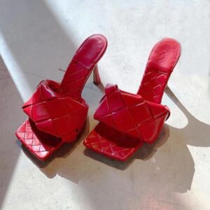 Women's Designer-Inspired Weave Square Peep-Toe Stiletto Pumps