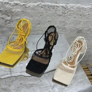 Luxe Mesh Lace-Up Stiletto Pumps