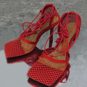 Luxe Mesh Lace-Up Stiletto Pumps